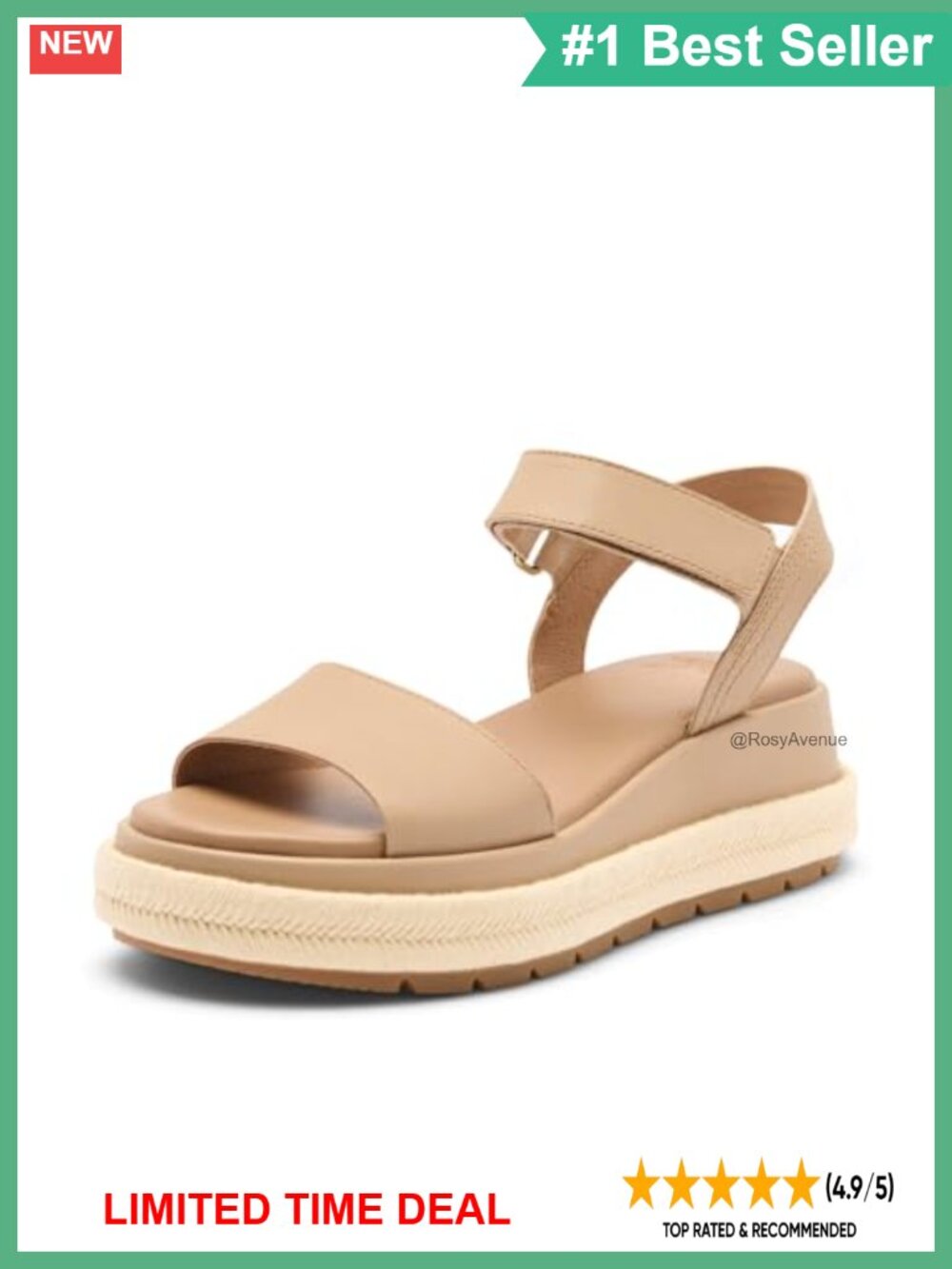 Sorel Sunpeak Platform Sandal Full Grain Leather Adjustable Ankle Strap